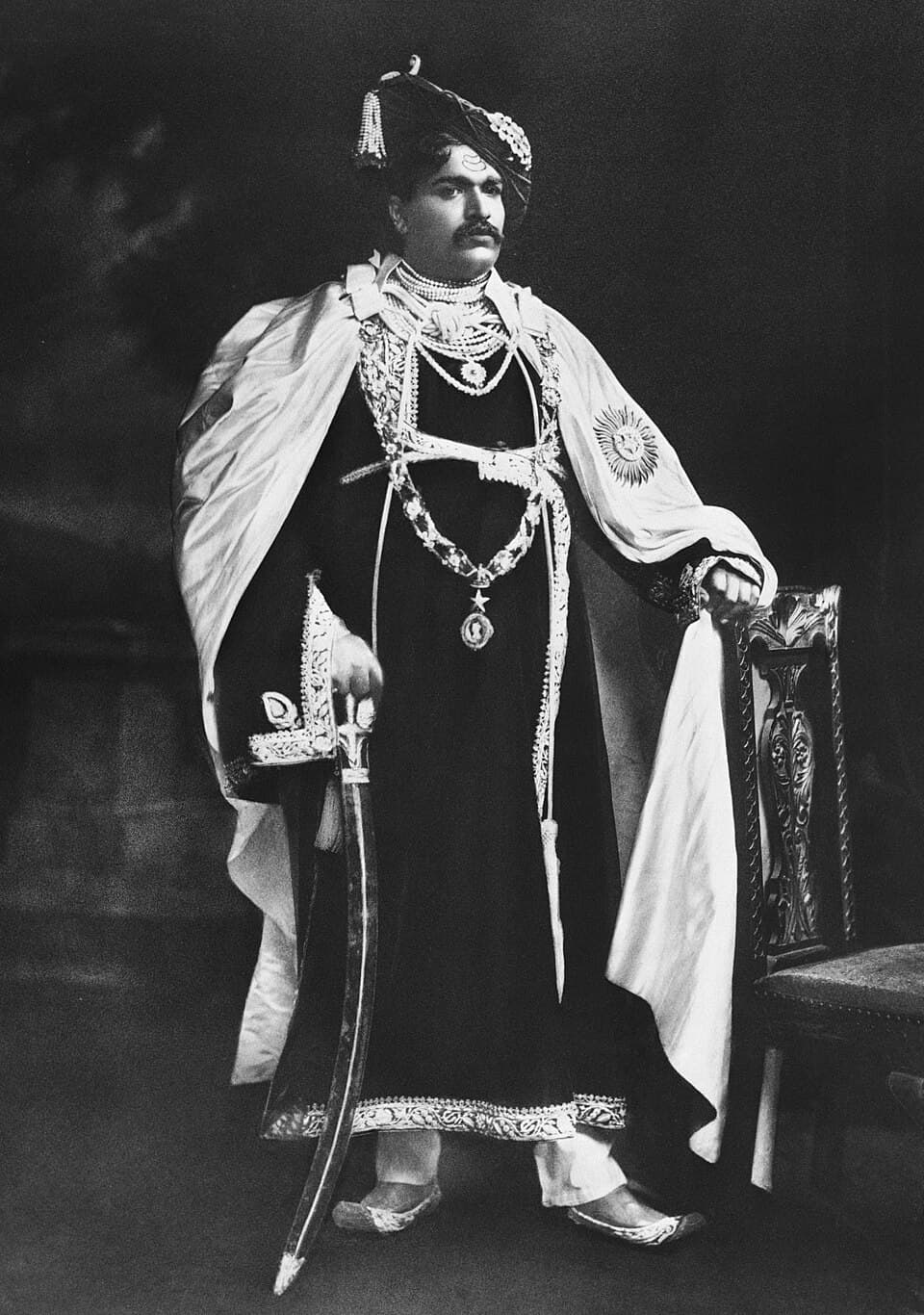 Historical official portrait of Chhatrapati Shahuji Maharaj from 1912